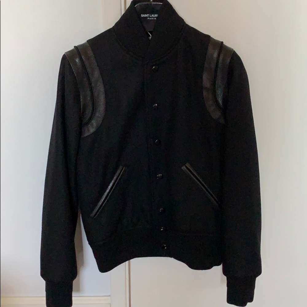Saint Laurent Black Jacket with Leather Accents